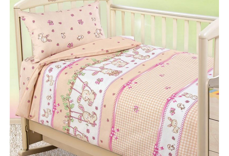 Комплект постельного белья "Качели" для детской кроватки, самойловская бязь
